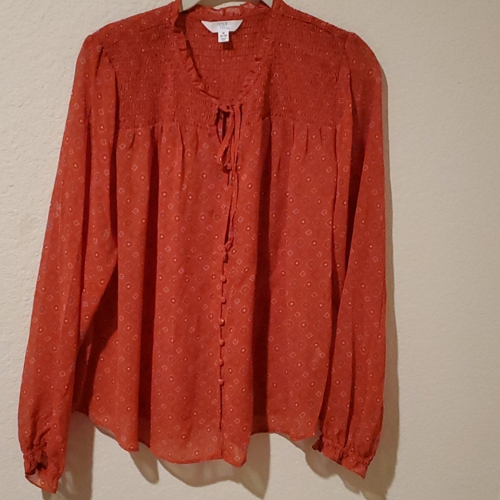 ⭐SOLD⭐Sheer Red Button-down top